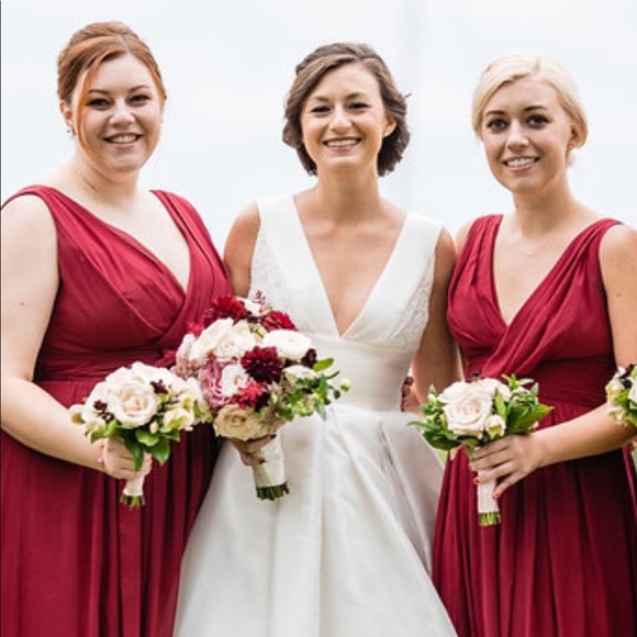 Dessy Collection Style 2894 color BURGUNDY size 18 - Picture 2 of 2